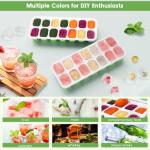 Ice Cube Trays, 4 Pack Durable Stackable Ice Trays for Freezer with Spill-Resistant & Removable Lids, LFGB Certified and BPA Free, Easy-Release 56 pcs Silicone Ice Maker for Cocktail, Coffee, Beer