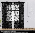 Treatmentex Black Sheer Lace Curtains for Bedroom Living Room Studio 84inch Long Vintage Rose Floral Embroidered Semi Sheer Curtain Panels Privacy Leaf Sheer Drapes with Scalloped Edge 54" w 2pcs 7ft