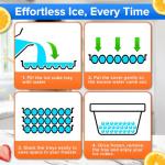 Emporio Kitchen Round Ice Cube Tray with Lid and Bin – Creates 99 Ice Balls (1.1 Inch Size), Stackable Ice Cube Trays, Easy-Release Ice Balls for Drinks and Cocktails, Pack of 1 (3 Trays), Blue