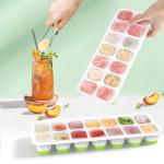 Ice Cube Trays, 4 Pack Durable Stackable Ice Trays for Freezer with Spill-Resistant & Removable Lids, LFGB Certified and BPA Free, Easy-Release 56 pcs Silicone Ice Maker for Cocktail, Coffee, Beer