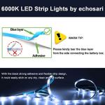 echosari Battery Operated Led Strip Lights White with Remote, 8 Modes, Dimmable, Timer, Self-Adhesive, Cuttable, for PC TV Kitchen Cabinet Shelves Bedroom Decor (3m 90LED)