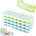 Ice Cube Trays 4 Pack, Airabc Silicone with Removable Lid, Easy-Release Flexible 14-cube Trays, LFGB Certified and BPA Free, Stackable Covers for Cocktail, Freezer