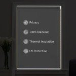 PERYES 100% Blackout Roller Window Shades, Window Roller Blind with Thermal Insulated Waterproof Fabric for Home and Office