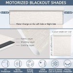 Kerxwerd Motorized Roller Shades, 100% Blackout Smart Shade, Motorized Roller Blinds with Remote Compatible with Alexa Google via Hub, Electric Roller Blind for Window Customized, Jacquard Beige