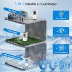 Portable Air Conditioners, 3-IN-1 Evaporative Air Cooler, 2.5 Gal Fast Cooling Portable AC Unit w/Remote & Timer, 3 Speed Quiet Swamp Cooler, Windowless Air Conditioner Fan for Room Office Garage