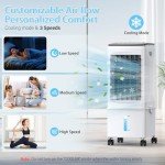 Portable Air Conditioners, 3-IN-1 Evaporative Air Cooler, 2.5 Gal Fast Cooling Portable AC Unit w/Remote & Timer, 3 Speed Quiet Swamp Cooler, Windowless Air Conditioner Fan for Room Office Garage