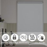 Changshade Cordless Blackout Roller Shades Blinds for Windows,Free-Stop Shades with Valance,Thermal Insulated UV Protection Waterproof Roll Up Window Blinds for Home,Office,Grey,35" W x 72" H