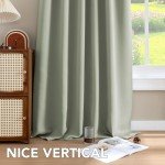 H.VERSAILTEX Blackout Curtains Thermal Insulated Window Treatment Panels Room Darkening Blackout Drapes for Living Room Back Tab/Rod Pocket Bedroom Draperies, 52 x 84 Inch, Light Sage, 2 Panels
