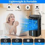 Upgraded Portable Air Conditioners- Evaporative Air Cooler,Portable AC with 3 Wind Speed & Mist, Mini Cooling Fan Personal Air Conditioner with 7 Night Light & 2-4H Timer for Bedroom Office Home-Black