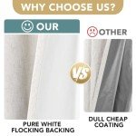 H.VERSAILTEX 100% Blackout Curtains Linen Textured Blackout Curtains for Bedroom Full Light Blocking Thermal Insulated Curtain Panels 84 Inches Long Energy Saving with White Liner, 2 Panels, Ivory