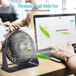BESKAR USB Small Desk Fan, Portable Fans with 3 Speeds Strong Airflow, Quiet Operation and 360°Rotate, Personal Table Fan for Home,Office, Bedroom - 3.9 ft Cord