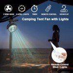 OUTERFAN Portable Fan with Remote Control & Timer & LED Lights, 60hrs 12000mAh USB Rechargeable Battery，Clamp/Hanging/Stand Up, Small Clip on Fan for Baby Stroller, Bed, Desk, Camping Tent, Travel