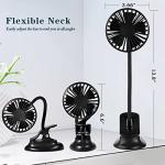 Clip On USB Mini Desk Fan with Emergency Power Bank, Battery Operated Rechargeable Portable Fan - Flexible Neck, 3 Speed Personal Cooling for Baby Stroller, Car, Camping, Office, Dorm, Beach - Black
