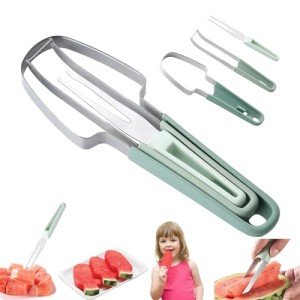 Watermelon Cutter Slicer Tool, 3-in-1 Stainless Steel Watermelon Popsicle Cutter,Watermelon Knife Fork,Melon and Fruit Slicer,Watermelon Cutter Shapes,Fun Kitchen Gadgets Watermelon Mold for Kids