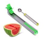 Aisle 3 Essentials 2-PC Stainless Steel Windmill Watermelon Cutter Slicer Tool & Melon Baller Scoop Set - Kitchen Gadgets, Fruit & Vegetable Cutters, Easy Slicer, Cube Cutter, Knife Corer