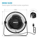 BESKAR USB Small Desk Fan, Portable Fans with 3 Speeds Strong Airflow, Quiet Operation and 360°Rotate, Personal Table Fan for Home,Office, Bedroom - 3.9 ft Cord