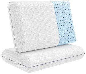 Vaverto Gel Memory Foam Pillow 2 Pack - Standard Size - Ventilated, Bed Pillows with Viscose Made from Bamboo Pillow Cover,Cooling, Bed Pillows