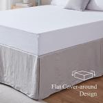 Simple&Opulence Belgian Linen Bed Skirt with Classic 14 inch Tailored Drop Dust Ruffle, Easy Fit Breathable Premium Natural Flax- Basic Grey, Queen