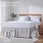Simple&Opulence Belgian Linen Bed Skirt with Classic 14 inch Tailored Drop Dust Ruffle, Easy Fit Breathable Premium Natural Flax- Basic Grey, Queen