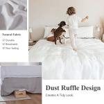 Simple&Opulence Belgian Linen Bed Skirt with Classic 14 inch Tailored Drop Dust Ruffle, Easy Fit Breathable Premium Natural Flax- Basic Grey, Queen