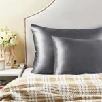 BEDELITE Satin Pillowcase for Hair and Skin, Super Soft and Cooling Similar to Silk Pillow Cases 2 Pack with Envelope Closure, Gift for Women Men(20"x30" Queen Size, Dark Grey)