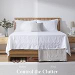Simple&Opulence Belgian Linen Bed Skirt with Classic 14 inch Tailored Drop Dust Ruffle, Easy Fit Breathable Premium Natural Flax- Basic Grey, Queen