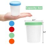 Peohud 12 Pack Mini Ice Cream Containers, 6oz Freezer Storage Tub with Silicone Lids, Reusable Storage Container for Ice Cream, Gelato, Sorbet, Dessert