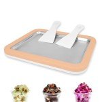 Instant Ice Cream Maker, Rolled Ice Cream Maker, Instant Gelato Pan/Roll, Homemade DIY, with 2 spatula, Frozen Yoghurt Plate Mini Freezer Kit Machine Peach Fuzz