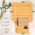 Cheese Platter and Meat Tray - Bamboo Charcuterie Board Set With Utensils and Wine Opener Included