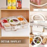 Divided Serving Tray with Lid and Handle, Snackle Box Charcuterie Container Portable for Snack Platters Reusable Clear Organizer 8 Compartments for Candy, Fruits, Nuts Perfect for Party Entertaining