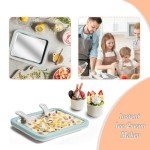 Instant Ice Cream Maker, Rolled Ice Cream Maker, Instant Gelato Pan/Roll, Homemade DIY, with 2 spatula, Frozen Yoghurt Plate Mini Freezer Kit Machine Peach Fuzz