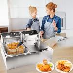 Commercial Deep Fryer with Basket, 3400W 12.7QT/12L, Detachable Large Capacity Stainless Steel Countertop Electric Oil Fryer with Temperature Control for Restaurant or Home Use