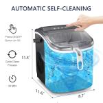 Joy Pebble Bullet Ice Maker Countertop with Handle,9 Bullet Ice Cubes Ready in 6 Mins,26Lbs/24H, Self-Cleaning Portable Ice Machine with Basket and Scoop, for Home/Kitchen, Black