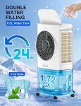 Grelife Portable Evaporative Air Cooler, 3-IN-1 Air Cooler Cooling Fan with Remote Control, 8H Timer, 4 Ice Packs, 6.5L Water Tank, 3 Modes, 3 Speeds, Personal Swamp Cooler for Bedroom/Office/Home