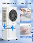 Grelife Portable Evaporative Air Cooler, 3-IN-1 Air Cooler Cooling Fan with Remote Control, 8H Timer, 4 Ice Packs, 6.5L Water Tank, 3 Modes, 3 Speeds, Personal Swamp Cooler for Bedroom/Office/Home