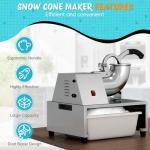 VALONDINO Snow Cone Machine Shaved Ice, 500LB/H Commercial Ice Crusher Shaved Ice Machine Fluffy, 300W Industrial Commercial Big Ice Shaving Machine for Snow Cones for Home Party