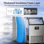 TUATNUT Commercial Ice Maker 150 Lbs/24H with 50Lbs Storage Bin, Stainless Steel Ice Machine Under Counter or Freestanding, 45 Cubes/Cycle, Self Cleaning, Ice Maker for Home Bar Restaurant Cafe