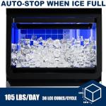 Ice Maker Commercial Ice Machine, 105lbs Per Day, Auto-Cleaning, Countertop Ice Maker with Basket and Scoop, for Home Party/RV Camping