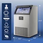 TUATNUT Commercial Ice Maker 150 Lbs/24H with 50Lbs Storage Bin, Stainless Steel Ice Machine Under Counter or Freestanding, 45 Cubes/Cycle, Self Cleaning, Ice Maker for Home Bar Restaurant Cafe