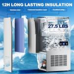 Ice Maker Commercial Ice Machine, 105lbs Per Day, Auto-Cleaning, Countertop Ice Maker with Basket and Scoop, for Home Party/RV Camping