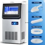 Ice Maker Commercial Ice Machine, 105lbs Per Day, Auto-Cleaning, Countertop Ice Maker with Basket and Scoop, for Home Party/RV Camping