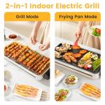 Electric Indoor Grill 1500W, YOHAWJAN 2 in 1 Smokeless Indoor Grills with Non-stick Removable Grill & Griddle Plate, Temperature Control, Portable Korean BBQ Grill with 3 Raclette Cheese Pans