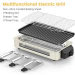 Electric Indoor Grill 1500W, YOHAWJAN 2 in 1 Smokeless Indoor Grills with Non-stick Removable Grill & Griddle Plate, Temperature Control, Portable Korean BBQ Grill with 3 Raclette Cheese Pans