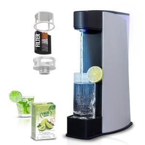 Carbon8 Sparkling Water Maker Machine, Home Soda Stream Machine, Screw-In CO2 Carbonator, Countertop Water Mineralizer, Seltzer Soda Maker Dispenser, CO2 Cylinder Not Included, Aluminum