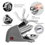 INSELY Electric Ice Shaver Snow Cone Maker Prevent Splash Stainless Steel 4 Blade Machine,200lbs/hr with Ice Pick for Home and Commercial Use（Silver）