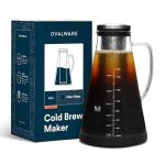 OVALWARE Airtight Cold Brew Iced Coffee Maker Pitcher (& Iced Tea Maker) with Spout – 1.5L/ 51oz Brewing Glass Carafe with Removable Stainless Steel Filter