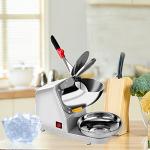 Yahpetes Electric Shaved Ice Machine 1Pcs Electric Dual Blades Ice Crusher Shaver Snow Cone Maker Machine 187lbs/hr for Home and Commercial Use (Sliver)