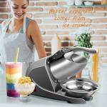 INSELY Electric Ice Shaver Snow Cone Maker Prevent Splash Stainless Steel 4 Blade Machine,200lbs/hr with Ice Pick for Home and Commercial Use（Silver）
