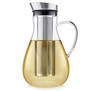 Teabloom Large Multi-Brew Glass Teapot + Kettle + Pitcher (68 OZ / 2.0 L / 8 CUPS) – Brew and Serve Hot Tea, Iced Tea, Cold Brew Tea and Fruit Infused Water – Silhouette Tea Maker