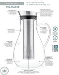 Teabloom Large Multi-Brew Glass Teapot + Kettle + Pitcher (68 OZ / 2.0 L / 8 CUPS) – Brew and Serve Hot Tea, Iced Tea, Cold Brew Tea and Fruit Infused Water – Silhouette Tea Maker